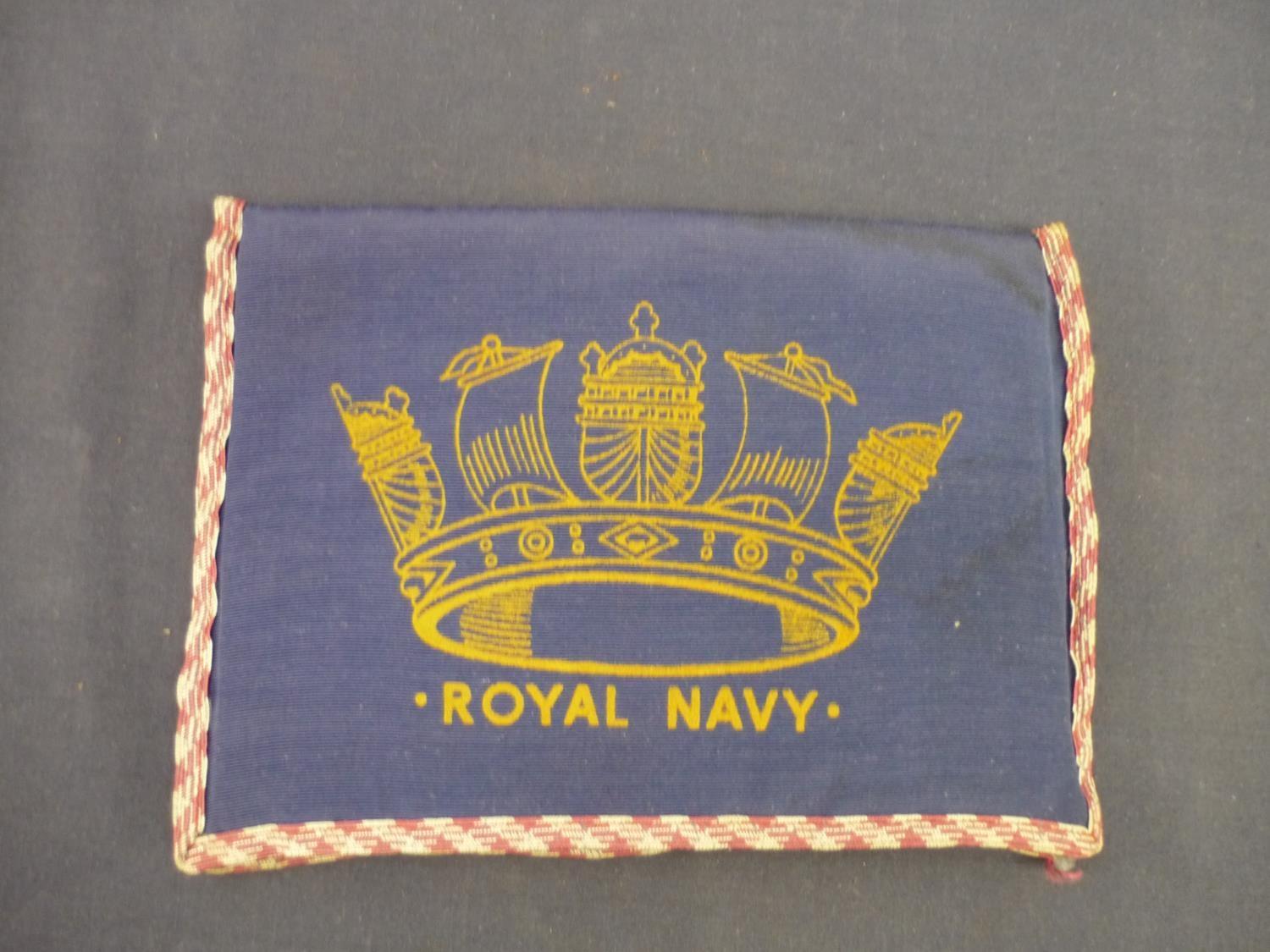 Mid - late 20th C embroidered Royal Navy wallet