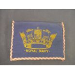 Mid - late 20th C embroidered Royal Navy wallet