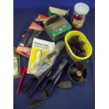 Selection of various gun cleaning accessories, many boxed as new including cleaning brushes, leather