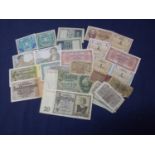 Collection of various assorted mostly WWII period bank notes including Italian and German dating