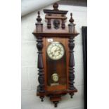 Late 19th C walnut cased wall clock