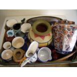 Japanese Imari pattern vase and various other decorative ceramics in one box