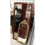 Large wooden framed mirror and a smaller gilt framed mirror (2)