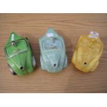 Three ceramic Art Deco style racing car teapots