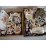 Selection of various decorative ceramics, Crested Ware, dressing table sets etc in two boxes