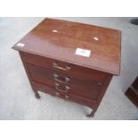 Edwardian mahogany four drawer fall front music cabinet (52cm x 37cm x 56cm)