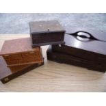 Selection of various cutlery boxes and other wooden boxes