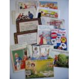 Large selection of various comical vintage postcards