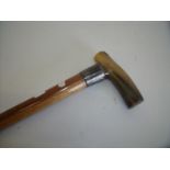 Birmingham silver hallmarked collared walking stick with horn handle