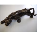 Cast metal figure of a panther (length 42cm)