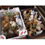 Selection of various decorative ceramic and other figures, mostly animal and wildlife, in two boxes