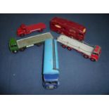 Collection of Dinky diecast vehicles including Layland Comet flatbed, horse box, British Railways,