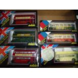 Six boxed Solido diecast buses including three double deckers, one open top and two Renault TN6Cs (