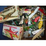 Selection of Airfix aircraft models in boxes and a large selection of made and part Airfix