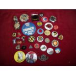 Collection of various assorted badges, lapel badges etc including an early enamel Golden Shred Golly