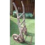 Large vintage wooden and metal porters trolley