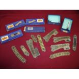 Box containing a selection of various boxed and unboxed Hornby Dublo three rail points, D1