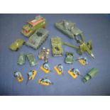 Selection of mostly Dinky diecast military vehicles including Chieftain Tank, Ferret Scouts car,