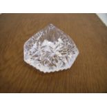 Waterford cut crystal diamond shaped paperweight (6cm high)