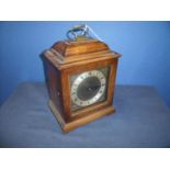 Mid 20th C walnut cased bracket clock in the 18th C style, brass dial with matted centre and