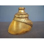 Birmingham silver hallmarked mounted horse hoof ink well (height 12cm)