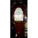 Mahogany oak cased Barber & Whitwell of York 8 day long case clock with painted face and secondary