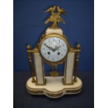 Third quarter of 19th C French white marble and gilt brass Portico clock, the movement case