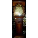 Bartliff of Malton mahogany and oak cased 30 hour long case clock with painted dial