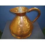 Large 19th C three gallon copper measure jug (35cm high)