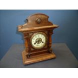 Late 19th C mahogany cased Junghans striking mantel clock, movement stamped with makers trademark