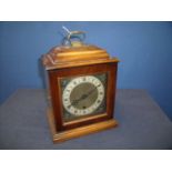 20th C mahogany cased bracket clock in the 18th C style, matted brass centre dial, silvered