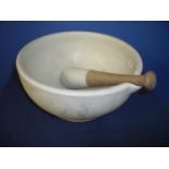 Extremely large acid proof ceramic pestle and mortar (diameter 36cm x 18cm height)