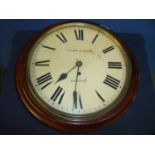 Mahogany cased single fusee school type wall clock, the dial marked John Barry London (diameter