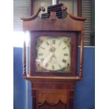 30 hour mahogany and oak cased, long case clock with painted dial, with secondary date dial marked