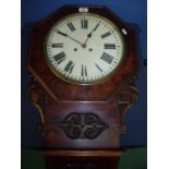 Walnut cased drop dial mantel clock with double fusee movement