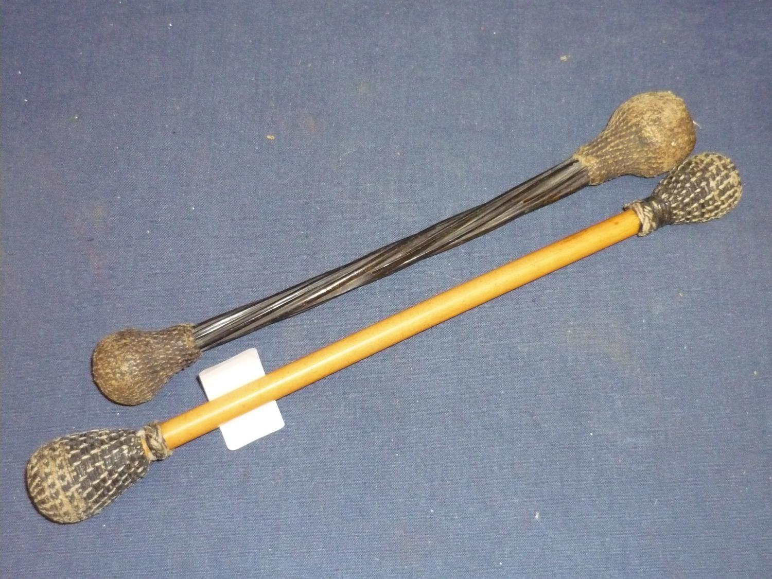 Early 19th C Bowsons Priest double ended weighted persuader with twisted Baleen whales teeth stem (