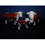 Beswick Hereford cattle group comprising of Champions of Champions bull, cow and calf (3)