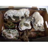 Selection of various resin wildlife figures in one box