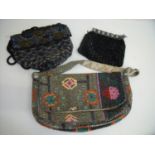 Three early - mid 20th C ladies beadwork bags, evening purses etc