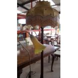 20th C mahogany stained standard lamp with fluted column, and a brass floor standing reading lamp