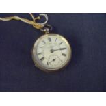 Birmingham silver hallmarked open face pocket watch with secondary dial, marked Watch and