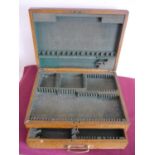 Early to mid 20th C oak cutlery box with hinged lift up top revealing fitted interior and single