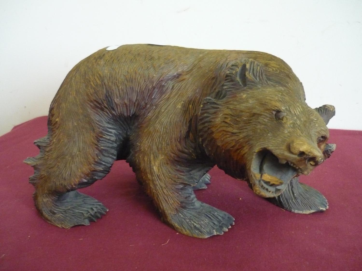 20th C carved and painted Black Forest style brown bear