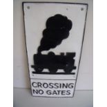 Reproduction cast metal railway crossing sign (29cm x 58cm)