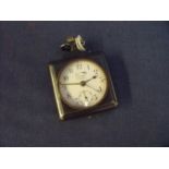 Unusual early to mid 20th C Gillies alarm clock by A F. Gory Bedford Plymouth, in gun metal easel