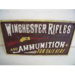 Reproduction cast metal Winchester Rifles advertising sign (31cm x 17cm)