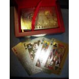 Boxed set of 999.9 gold playing cards