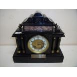 Victorian black slate and marble presentation mantel clock 'For 29 Years Service' (height 30cm)