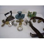 Ceramic Dog of Foe, various propellers, propeller candlesticks, flat iron etc