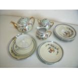 Small selection of various eggshell ceramics including teapot, sugar bowl, milk jug ect